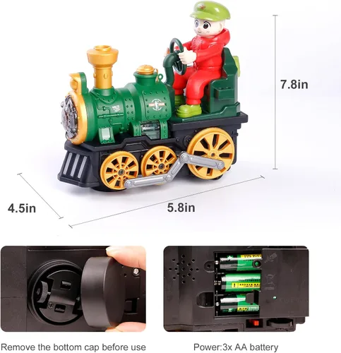 Vista 5 de Juguete de Tren Eléctrico para Niños Pequeños de 1 a 3 años, Locomotora de Vapor, Camión de Choque y Va, Figura de Personas con Humo, Luces
