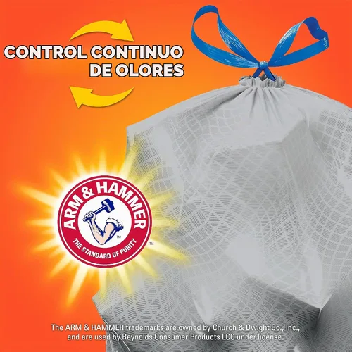 Vista 5 de Hefty Bolsas de basura de cocina altas, ultra fuertes, aroma de explosión de limpieza, 13 galones, 40