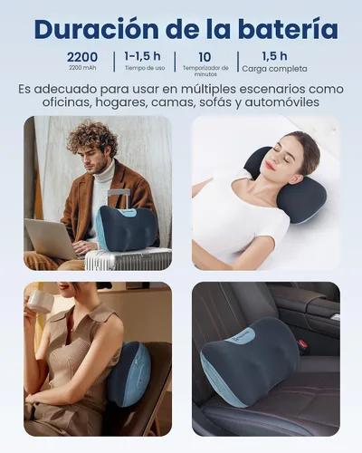 Vista 2 de COMFIER Almohada Masajeadora Shiatsu para Cuello y Espalda con Calor, Almohada Masajeadora para Cuello con Amasado 3D de Tejido Profundo