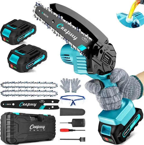 Vista 11 de CEEPUY Mini Motosierra Inalámbrica, [2025 Mejorada] Sierra Eléctrica Regalos para Hombres Papá Esposo Jardinero, Gadgets Geniales para Hombres 2025