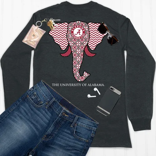 Vista 4 de Southern Couture Alabama Crimson Tide Elephant - Camiseta de manga larga para mujer