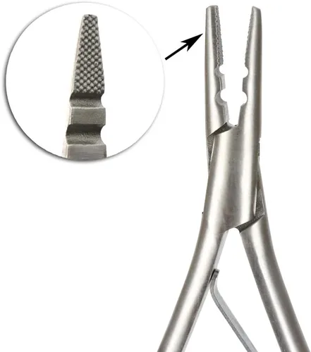 Vista 3 de 1 pieza de extensiones de cabello de acero inoxidable y alicates de extracción con 2 agujeros, herramienta de extensión de cabello para micro