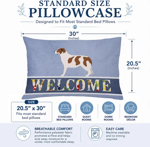 Vista 2 de Caroline's Treasures BB8334PILLOWCASE AIDI Atlas Mountain Dog - Funda de almohada estándar, color azul, ligera, súper suave, de fácil cuidado