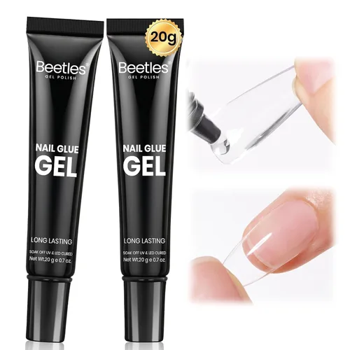 Vista 9 de Beetles Gel Polish Puntas de uñas de gel Flat-X - Almendra mediana, 320 piezas 16 tamaños, puntas de uñas postizas de acrílico suave con media mate