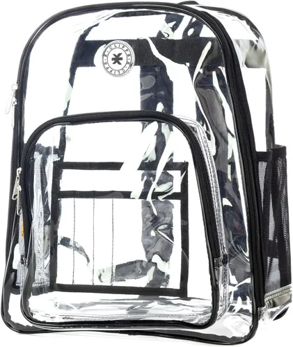 Vista 2 de K-Cliffs Large Transparent Backpack Clear Heavy Duty School Bag Durable Student Bookbag See Through Vinyl Daypack Workbag