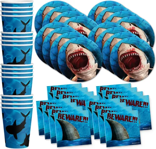 Vista 22 de Noah's Ark - Juego de suministros para fiesta de cumpleaños, platos, servilletas, vasos, vajilla para 16