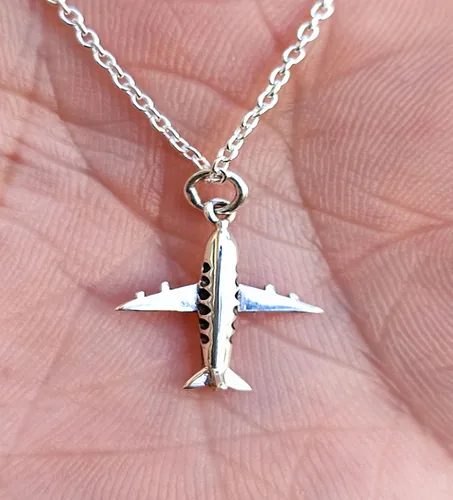 Vista 5 de Navya Craft Silver Necklace with Aeroplane Pendant, 925 Sterling Silver Jewelry Christmas Anniversary Birthday Valentine Day, Gift wife her mother