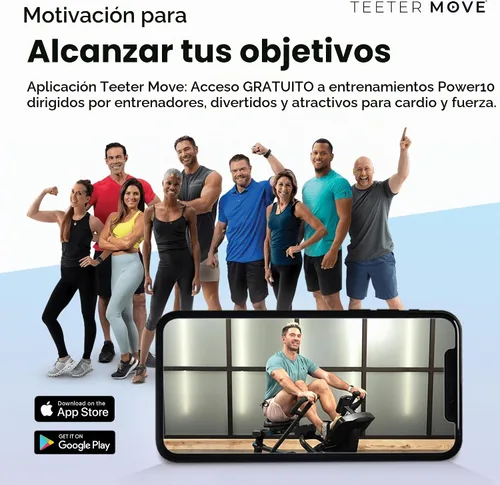 Vista 6 de Teeter Power10 - Remadora con resistencia magnética de 2 vías y movimiento elíptico – Máquina de remo para interiores con conectividad HRM