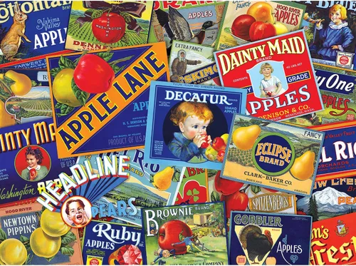 Vista 2 de RoseArt - Colección Smithsonian Archives - Etiquetas de cajas de frutas - Rompecabezas de 1000 piezas para adultos