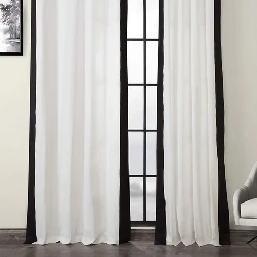 Vista 4 de HPD Half Price Drapes PRCT-VC1716-84-GR - Cortinas de algodón estampadas con ojales para sala de estar y dormitorio, 50 x 84, (1 panel), palomitas