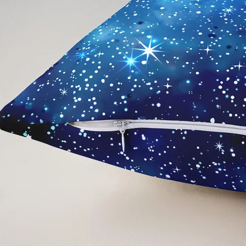 Vista 5 de Juego de 2 fundas de almohada de galaxia de 16 x 16 pulgadas, fundas de almohada decorativas suaves para espacio exterior impresas en 3D, fundas