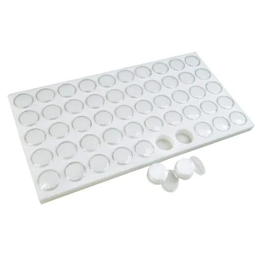 Vista 3 de 888 Display USA - 50 tarros de gemas de espuma blanca con bandeja apilable blanca