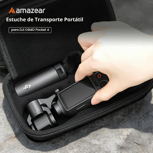 Vista 2 de AMAZEAR Funda de transporte portátil para DJI OSMO Pocket 4 / Xtra Muse, Pocket4 accesorios bolsa rígida para protección, almacenamiento Negro