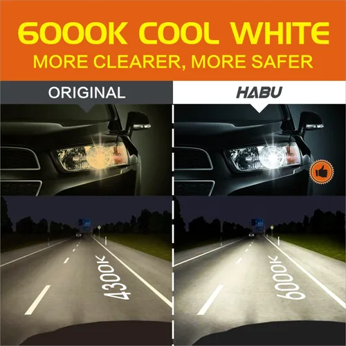 Vista 4 de HABU Bombillas HID para faros delanteros D1S/D1R/D1C, haz alto y bajo, 35W 6000K blanco con base de metal, 66144 66140 85410 85415 repuesto de xenón