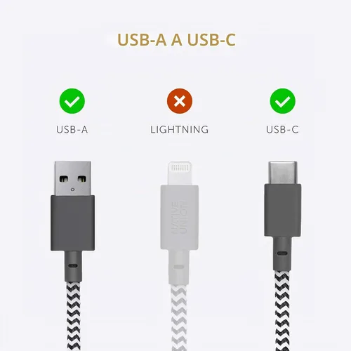 Vista 8 de Native Union - Cable de cinturón USB-A a USB-C, cable de carga ultra fuerte de 4 pies con correa de cuero, compatible con iPhone 18 Pro/Pro Max Cebra