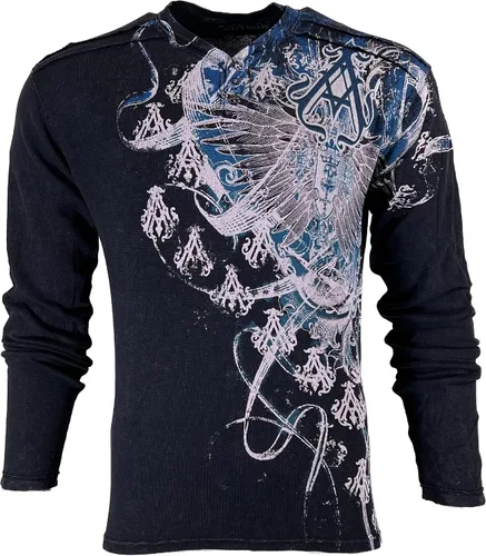 Vista 2 de Archaic by Affliction - Camisa térmica para hombre, corte de madera, color negro, Negro
