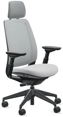 Vista 5 de Steelcase Silla de oficina serie 2 con reposacabezas, marco de grafito, respaldo de aire con 3D Microknit Cogent Connect Regaliz