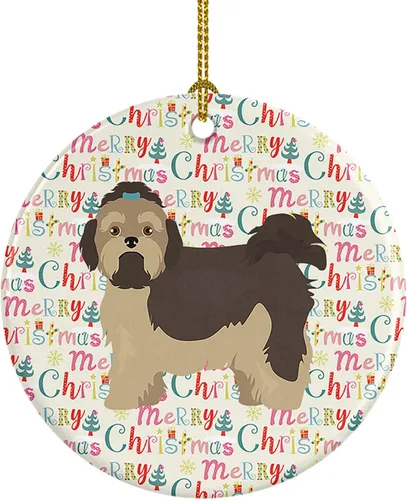 Vista 16 de Caroline's Treasures Abyssinian Sand Terrier - Adorno de cerámica para colgar en el árbol de Navidad, para el hogar, Navidad, fiestas, regalo, 3