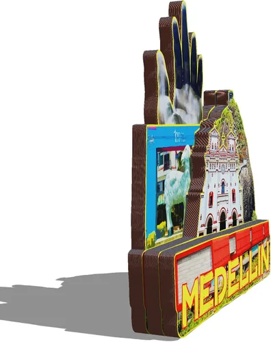 Vista 2 de Medellin Colombia - Imán de madera 3D para nevera, recuerdos coleccionables, decoración hecha a mano, artesanías 2
