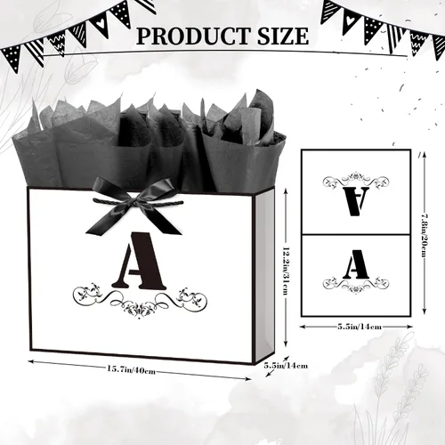 Vista 2 de ysmile Bolsa de regalo de letras con papel de envoltura para hombres, mujeres, niños y niñas, bolsa de papel grande de 16 pulgadas, color blanco