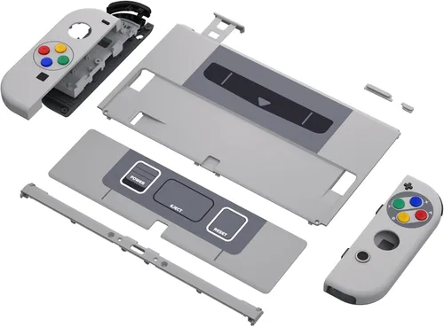 Vista 4 de eXtremeRate DIY Full Set Shell Buttons for Nintendo Switch OLED, Soft Touch Replacement Console Back Plate & Kickstand, Custom Case Housing for