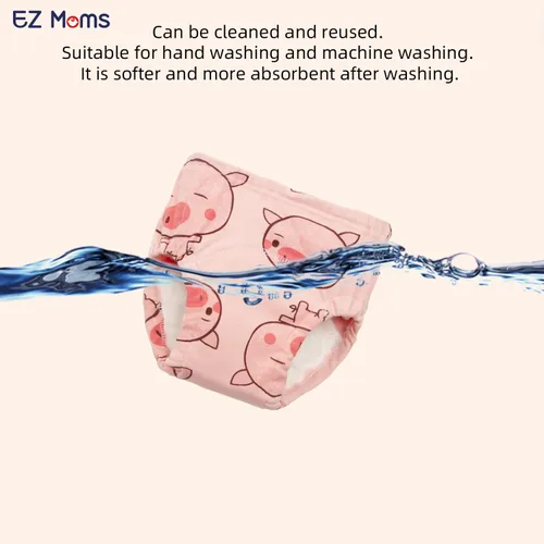 Vista 7 de EZ Moms 6 paquetes de ropa interior de entrenamiento para niñas 100% algodón, absorbente, acolchada, para niños pequeños, 5T, a prueba de fugas