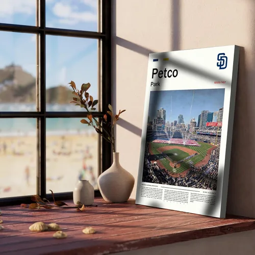 Vista 7 de Póster del estadio PetcoPark (lienzo de 17 pulgadas de largo x 11 pulgadas de ancho) de San Diego Ballpark para pared, póster deportivo retro