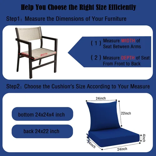 Vista 4 de idee-home Cojines de exterior para muebles de patio, cojín de asiento al aire libre, cojines de repuesto para sofá de Hampton Bay de asiento