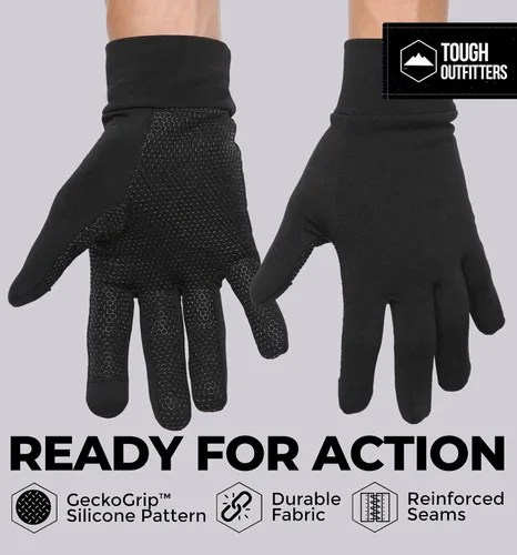 Vista 4 de Tough Outdoors Touch Screen Running Gloves - Winter Glove Liners for Texting, Sports & Exercise - Lightweight Cold Weather Thermal Gloves