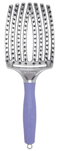 Vista 7 de Olivia Garden Fingerbrush Combo Curved and Vented Paddle Brush for Blow Drying - Ionic and 100% Boar Bristles - For All Hair Types