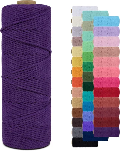 Vista 103 de Cordón de macramé de 0.079 pulgadas, cuerda de algodón natural de 109 yardas, hilo de cuerda de macramé para manualidades, ganchos de pared