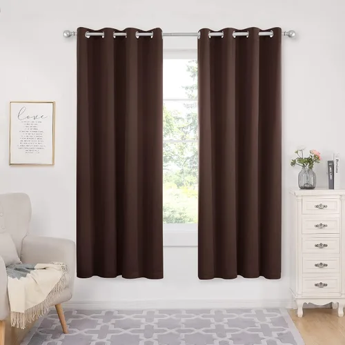 Vista 357 de Deconovo Cortinas opacas 100% con forro negro, cortinas con ojales aisladas térmicamente que reducen el ruido, doble capa para oscurecer