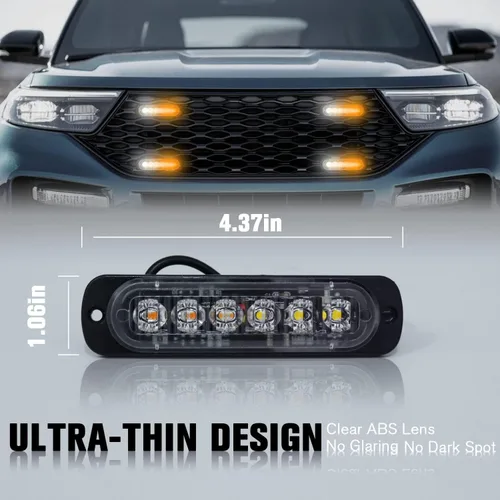 Vista 2 de DIBMS Luces LED de emergencia estroboscópicas, 8X ámbar blanco 6 LED de advertencia intermitente de emergencia luz de precaución construcción luz