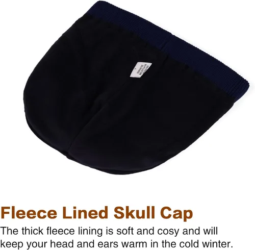 Vista 2 de HH HOFNEN Gorro de invierno para mujeres y hombres, gorro de punto de lana con forro polar con puños