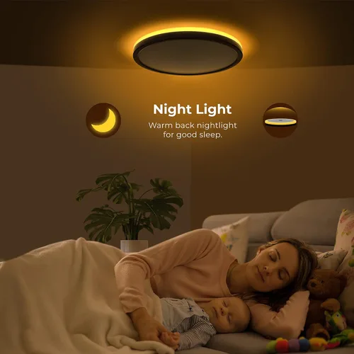 Vista 6 de Matane Lámpara de Techo LED Empotrada de 12 Pulgadas con Luz Nocturna, 24W 2400LM 3000K/4000K/5000K Seleccionable, Luces de Techo Regulables