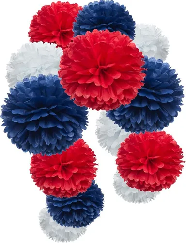 Vista 25 de Pompones de papel negro para fiestas (12 unidades)