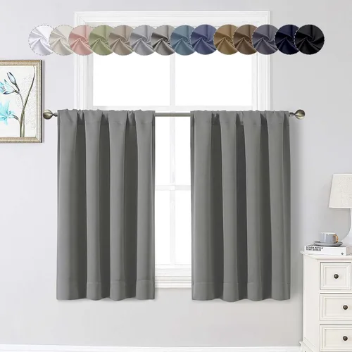Vista 29 de Cortinas opacas para dormitorio, sala de estar, juego de 2 paneles de 54 pulgadas de largo, cortinas de oscurecimiento de habitación con aislamiento