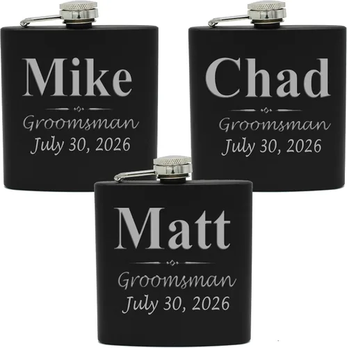 Vista 8 de My Personal Memories Juego de 1, 2, 3, 4, 5, 6, 7, 8 frascos negros personalizados – Frascos de regalo grabados personalizados, padrinos de boda