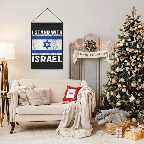 Vista 7 de Bandera de jardín con texto en inglés "I Stand With Israel" de 12 x 18 pulgadas, bandera de jardín con texto en inglés "I Love Israel" Bandera