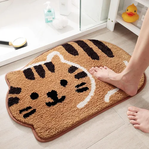 Vista 5 de Alfombra con forma de gato de 16 x 24 pulgadas, tapete de ducha, tapete de baño linda, alfombra de baño con cara de gato, alfombras de área lavables