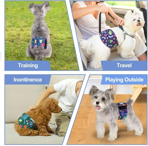 Vista 6 de Pañales para perros machos, bandas para el vientre para perros machos, alta absorción, extra pequeñas, para perritos y cachorros en incontinencia