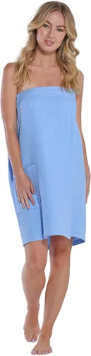 Vista 4 de Turquaz Batas de gofres ligeras hasta la rodilla para mujer, spa, baño, gofres