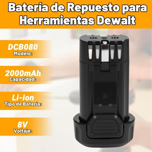 Vista 2 de Joiry Batería de repuesto de iones de litio de 8 V 2000 mAh con mayor seguridad y mayor tiempo de funcionamiento, compatible con herramientas 1 x