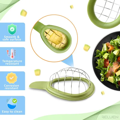 Vista 3 de Herramienta para cortar aguacate – Cuber de aguacate de 3.2 x 6.3 pulgadas con mango ergonómico, fácil de usar y limpiar, plástico de grado