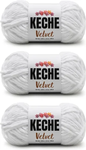Vista 11 de Keche Hilo para ganchillo, hilo de terciopelo, chenilla suave, manta de bebé voluminosa amigurumi Yarn 3.53 oz (132 yardas) - Arona
