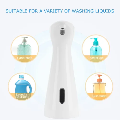 Vista 3 de OUKENS Dispensador automático de jabón, 6.8 fl oz, sensor sin contacto, dispensador de jabón de manos con infrarrojos para baño y fregadero