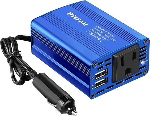 Vista 9 de Inversor de corriente de 150 W 12 V CC a 110 V AC adaptador de enchufe de coche convertidor de salida con cargador de coche de CA dual USB 3.1A