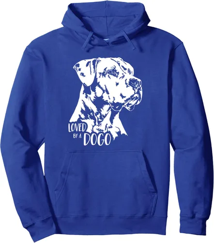 Vista 3 de Dogo Argentino Loved by a Dogo dog mom dog saying Pullover Hoodie Negro