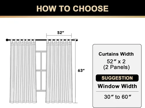 Vista 3 de PrinceDeco Cortinas de Lino de 63 Pulgadas de Largo con Trabillas Superiores Paneles de Tratamientos para Ventanas Semi Transparentes de Filtrado