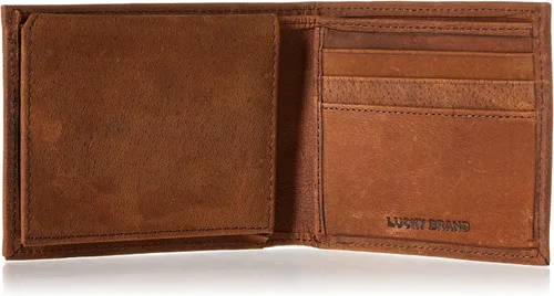 Vista 5 de Lucky Brand Bifold RFID de cuero ranurado para hombre, marrón, OSFA, Marrón